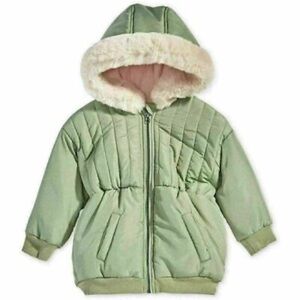 First Impressions Baby Girl Quilted Winter Jacket Faux Fur Size 12 months